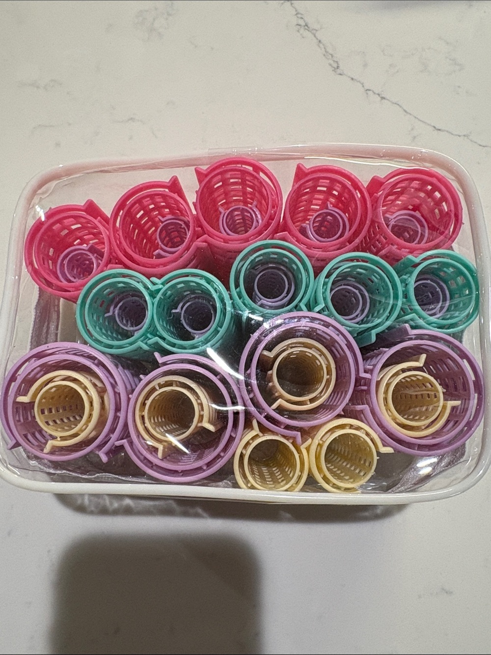 Set of Colorful Plastic Hair Rollers - Pink, Mint, Lavender, Yellow